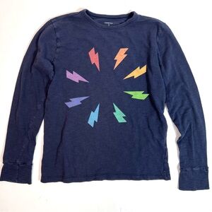 J. Crew Crewcuts Lightning Bolt Long Sleeve Tee Navy Size Medium 8-9